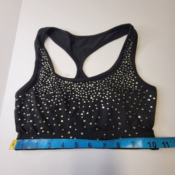 Sexy Black Crop Top Seuquin Tube Top Racer Back Bandeau Short Cami - Size XS/S - Picture 8 of 11